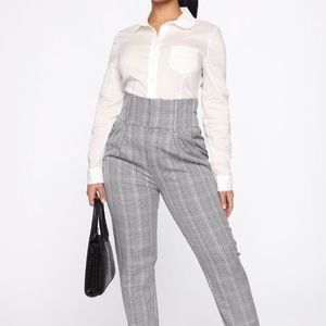 High waisted plaid work pants